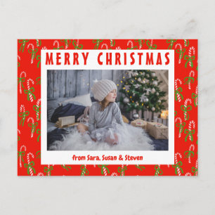 Cartão Postal Natal Candy Canes Xmas Feriado Foto PERSONALIZADA