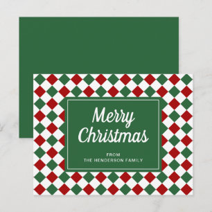 Cartão Postal Natal clássico dos cheques verdes vermelhos