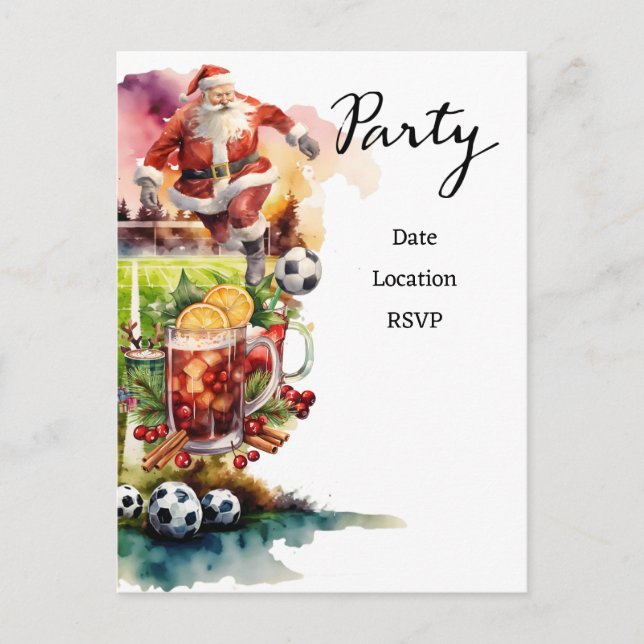 Cartão Postal Natal com Papai Noel jogando bola (Frente)