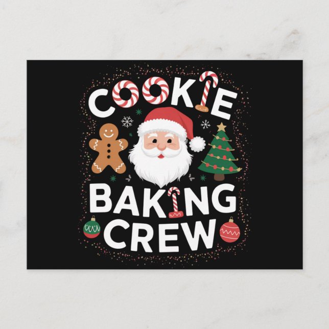 Cartão Postal Natal Cookie Baking Crew Family Natal (Frente)