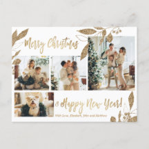 Natal da Colagem de Fotos da Folhagem Dourada Mode