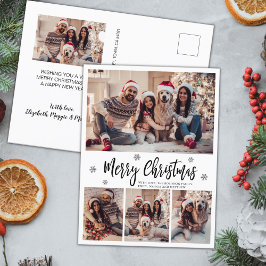 Cartão Postal Natal da Colagem de Fotos do Elegant Modern Script