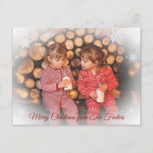 Cartão Postal Natal da família bonito Faded Snowflake