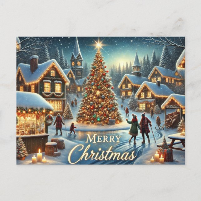 Cartão Postal Natal da Vila Cozy Winter (Frente)