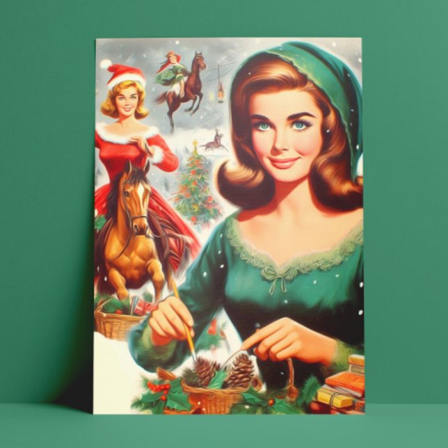 Cartão Postal Natal das Garotas Vintage  (Criador carregado)