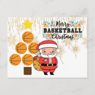 Cartão Postal Natal de basquete com Papai Noel