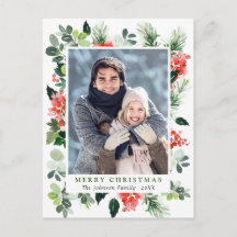 Natal de Foto de Folhas de Azevinho em Aquarela Fé