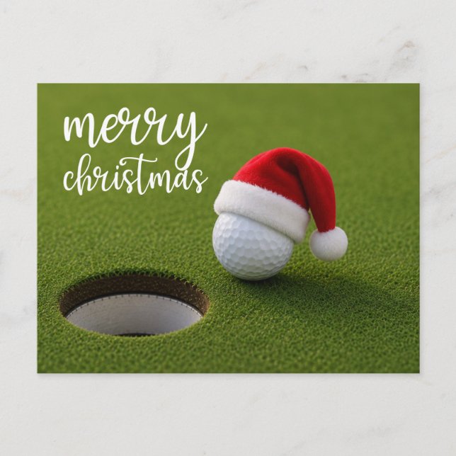 Cartão Postal Natal de golfe com bola de golfe para golfista   (Frente)