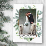 Cartão Postal Natal de Moldura de Pinho de Aquarela Elegante<br><div class="desc">Cartão-postal de Natal Feliz Pinho de Aquarela</div>