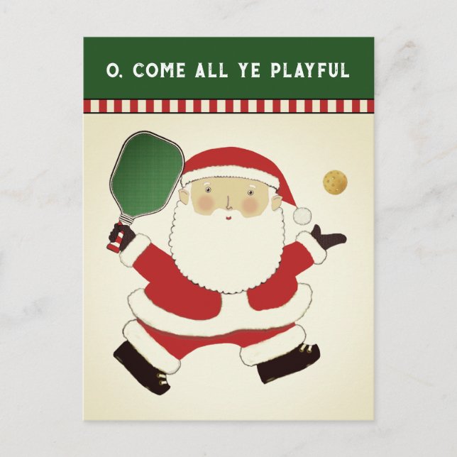 Cartão Postal Natal de Pickleball (Frente)