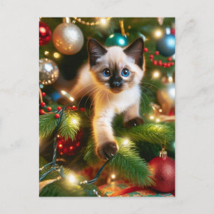 Cartão Postal Natal de Siamese Adorável