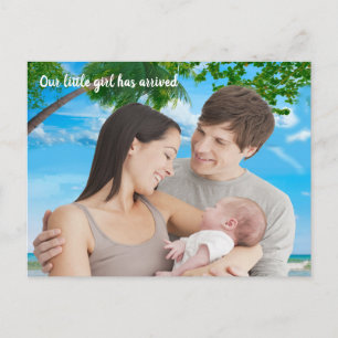 Cartão Postal Natal de Verão Bebê Menina Obrigado Foto