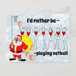 Cartão Postal Natal Divertido Eu Preferiria Estar Jogando Netbal