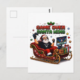 Cartão Postal Natal do Gamer Santa Venceu