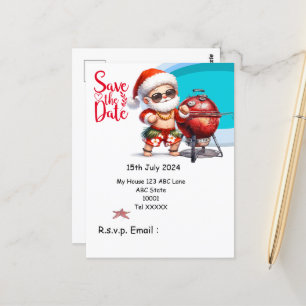 Cartão Postal Natal do Papai Noel Barbecue em julho