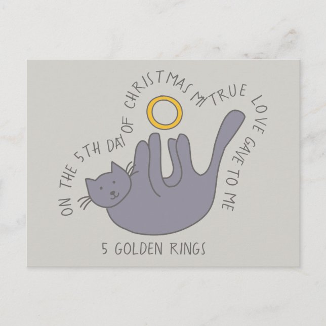Cartão Postal Natal do Quinto Dia 5 Anéis de Ouro (Frente)