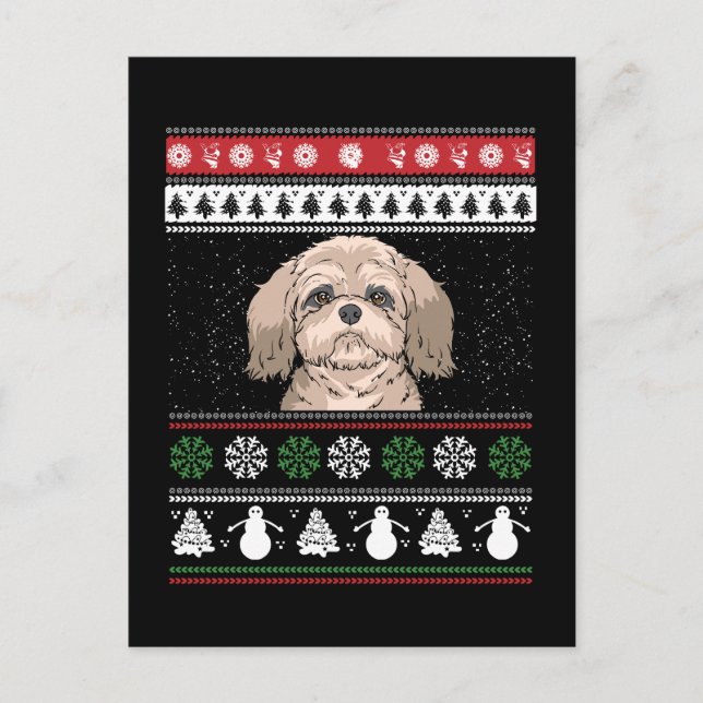 Cartão Postal Natal do Shih Tzu  (Frente)