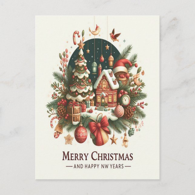 Cartão Postal Natal e Ano Novo. (Frente)