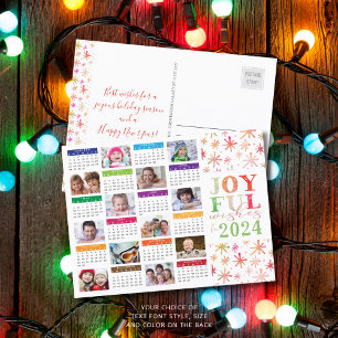 Cartão Postal Natal e Ano Novo da Colagem de Fotos do Calendário