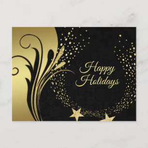 Cartão Postal Natal Elegante Ouro estende feriados negros