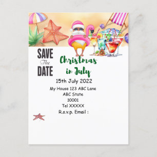 Cartão Postal Natal em Julho com PAPAI NOEL Salve a data