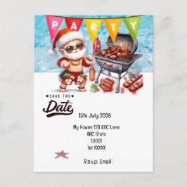 Cartão Postal Natal em Julho com PAPAI NOEL Salve a data  