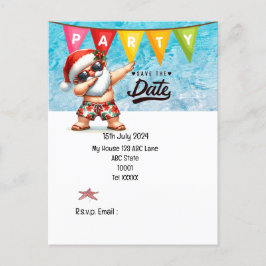 Cartão Postal Natal em julho com SANTA CLAUS Salve a data