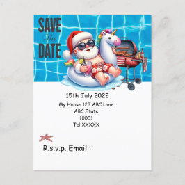 Cartão Postal Natal em julho com SANTA CLAUS Salve a data