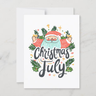 Cartão Postal Natal em julho Diversão e Papai noel festivo