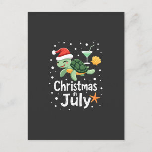 Cartão Postal Natal Em Julho Tartaruga Verão Xmas Tortoise Mulhe
