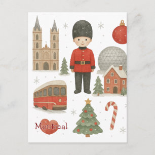 Cartão Postal Natal em Montreal em Aquarela    Inverno Aconchega