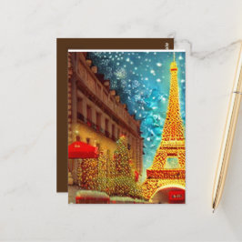 Cartão Postal Natal em Paris, torre de elfle