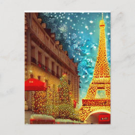 Cartão Postal Natal em Paris, torre de elfle
