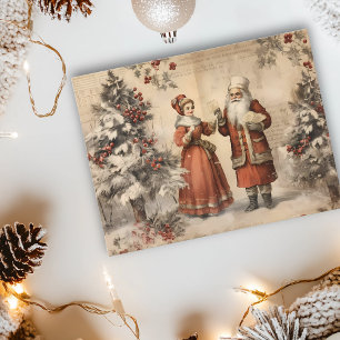 Cartão Postal Natal Época Vintage Decoupagem Festa de Natal