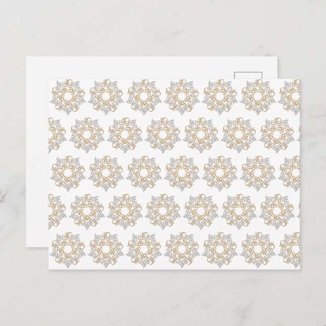 Cartão Postal Natal - Estrela, Dourada Caligrafia Prateada (Frente/Verso)