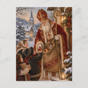 Cartão Postal Natal Europeu do Velho Mundo de São Nicolau