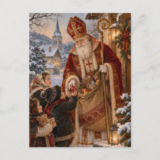 Cartão Postal Natal Europeu do Velho Mundo de São Nicolau