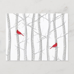 Cartão Postal Natal Férias da Floresta Vermelha de inverno