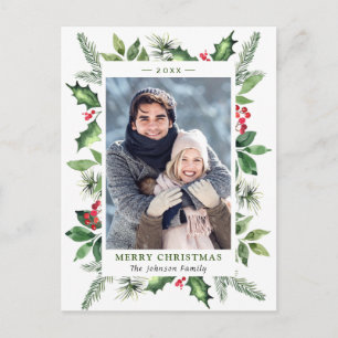 Cartão Postal Natal Foto Árvore de Natal com Frutas Vermelhas em