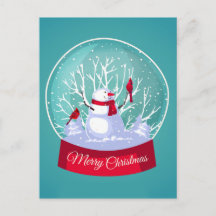 Natal Globo de Neve Homem de Neve Cardinal Pássaro