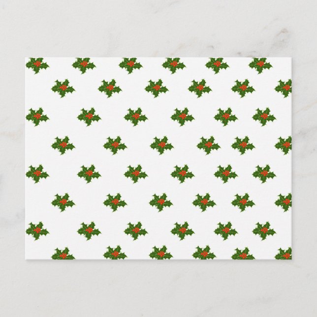 Cartão Postal Natal Holly Pattern (Frente)