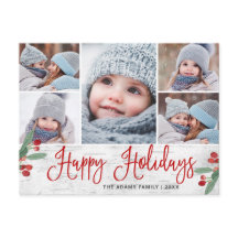 Natal Holly Rustic 5 PHOTO Saudação Feriado
