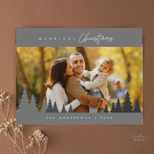 Cartão Postal Natal Mais Alegre Foto de Família ao Ar Livre Árvo