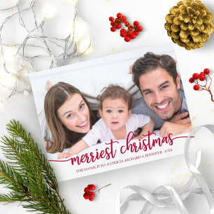 Cartão Postal Natal Mais Alegre Vermelho Caligrafia Foto Complet