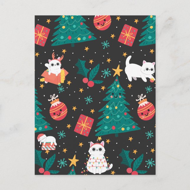 Cartão Postal Natal Meow (Frente)