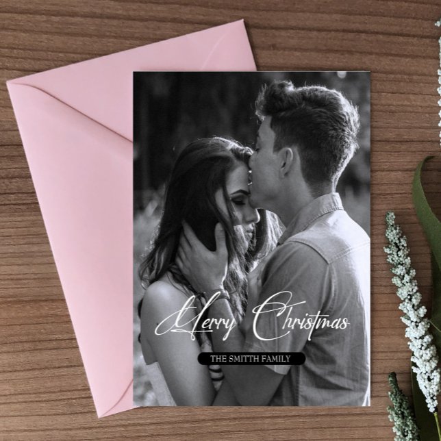 Cartão Postal Natal mínimo | Foto simples em preto e branco (Criador carregado)