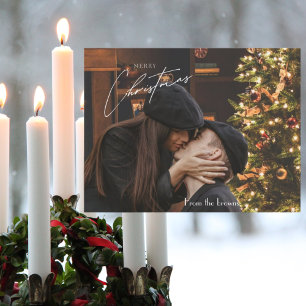 Cartão Postal Natal Moderno e Tendencial Foto de Casal Românti