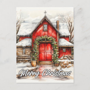 Cartão Postal Natal na Fazenda Country   Feliz Natal para Todos