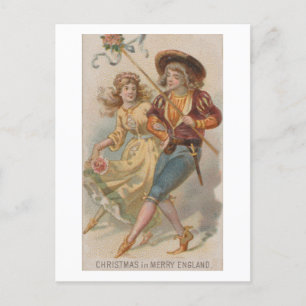 Cartão Postal Natal na Feliz Inglaterra Vintage 1890