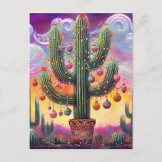 Cartão Postal Natal no Deserto Sudoeste Saguaro Cactus